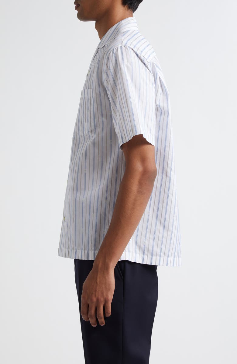 McQueen Skull Stripe Camp Shirt, Alternate, color, White-Blue-Grey
