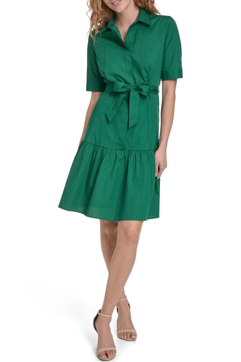 Short Sleeve Cotton Shirtdress, Main, color, MEADOW