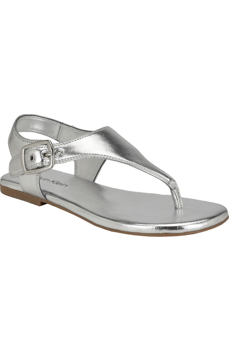 Calvin Klein Moraca Ankle Strap Sandal, Main, color, Silver