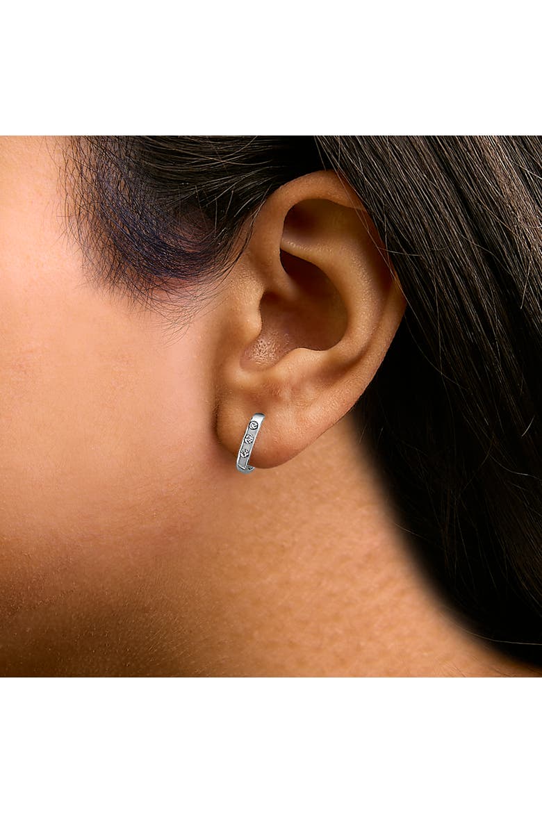 10K Gold 1/10 Cttw Three Stone Lab Grown Diamond Oval Huggies Hoop Earrings, Alternate, color, White