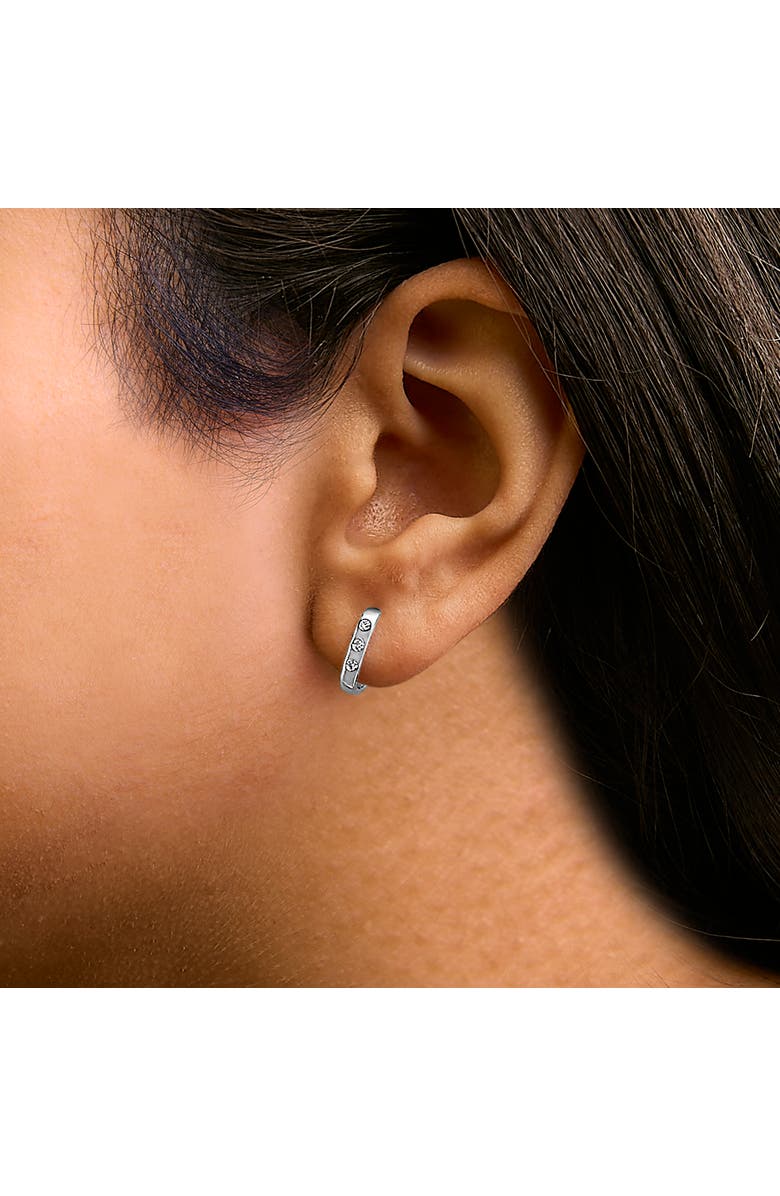 Haus of Brilliance 10K Gold 1/10 Cttw Three Stone Lab Grown Diamond Oval Huggies Hoop Earrings, Alternate, color, White