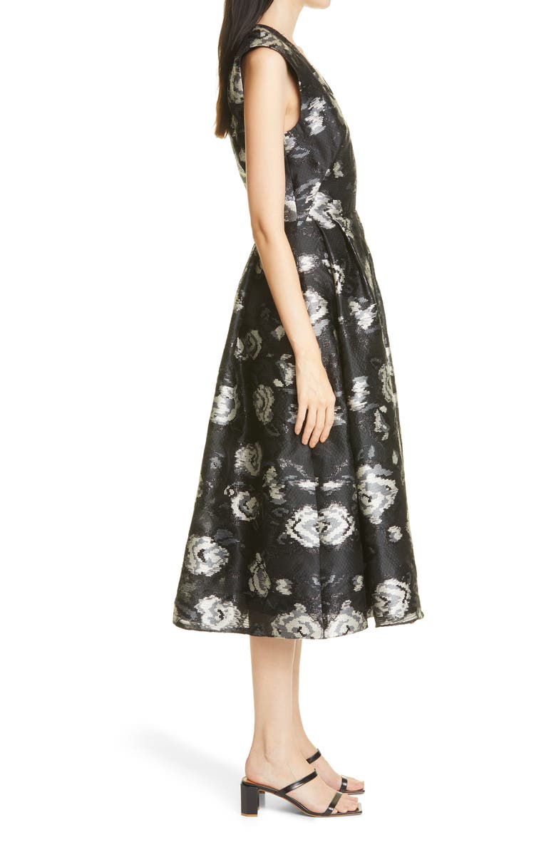 Lela Rose Rose Fil Coupé A-Line Midi Dress, Alternate, color, 