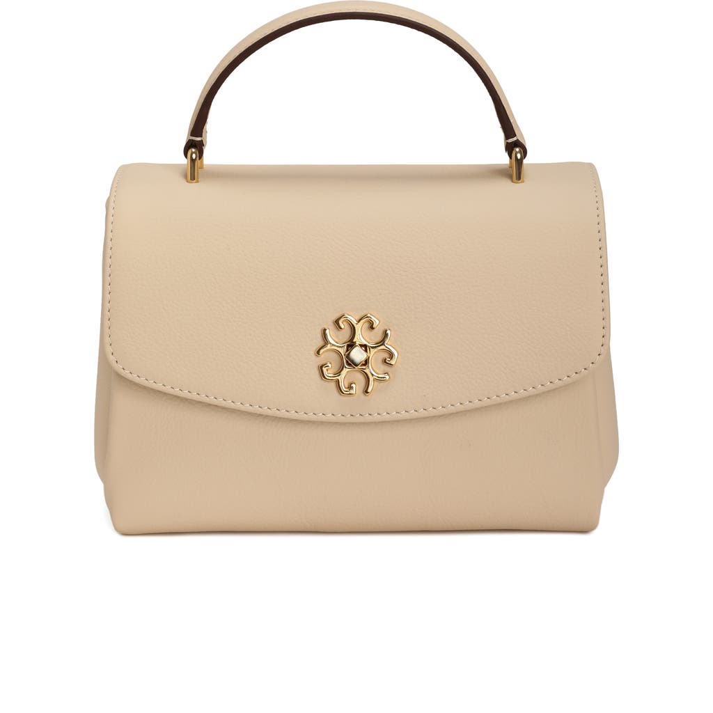 Gorski Top Handle Leather Bag With Crossbody Strap In Sand