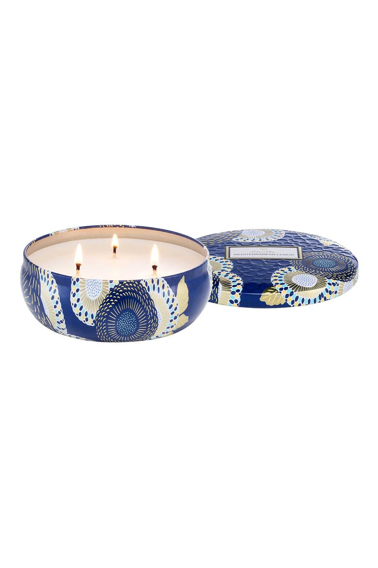 Mediterranean Lemon Three-Wick Tin Candle, Alternate, color, MEDITERRANEAN LEMON