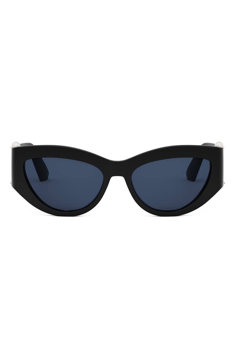 DIOR 'DiorTribales B1I 55mm Cat Eye Sunglasses, Main, color, Shiny Black / Blue