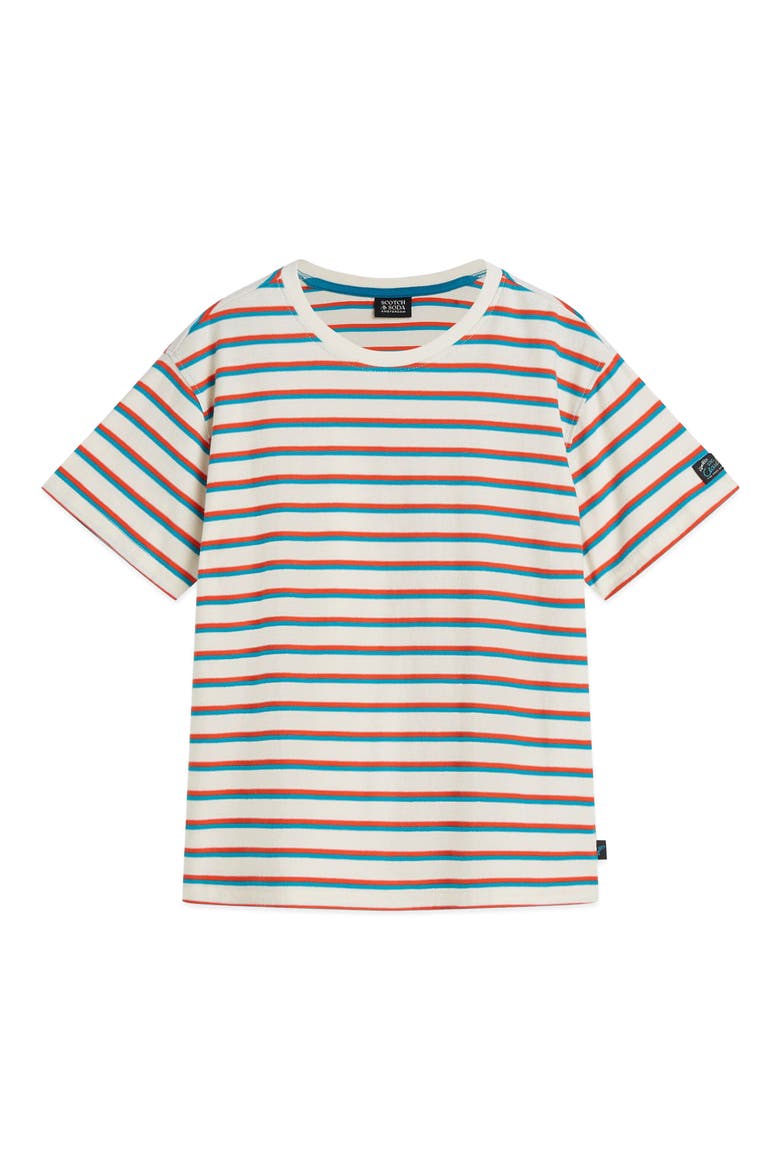 Kids' Striped Relaxed Fit Organic Cotton T-Shirt, Main, color, EGGNOG STRIPE