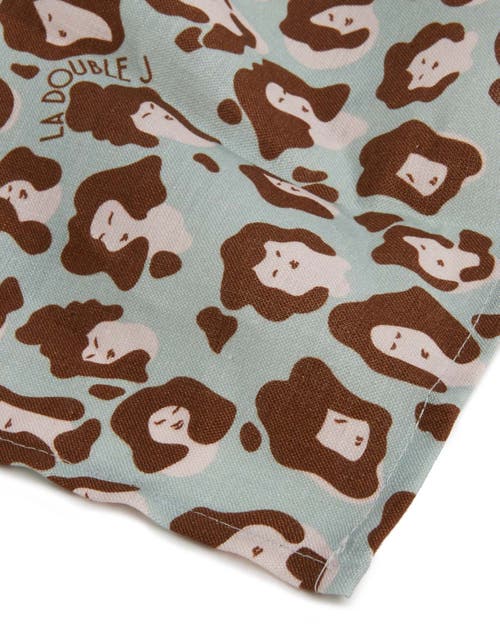 La Doublej Large Napkins Set Of 2 (45x45) Lady Leopard Acqua Acquamarin In Lady Leopard Acqua Acquamarin