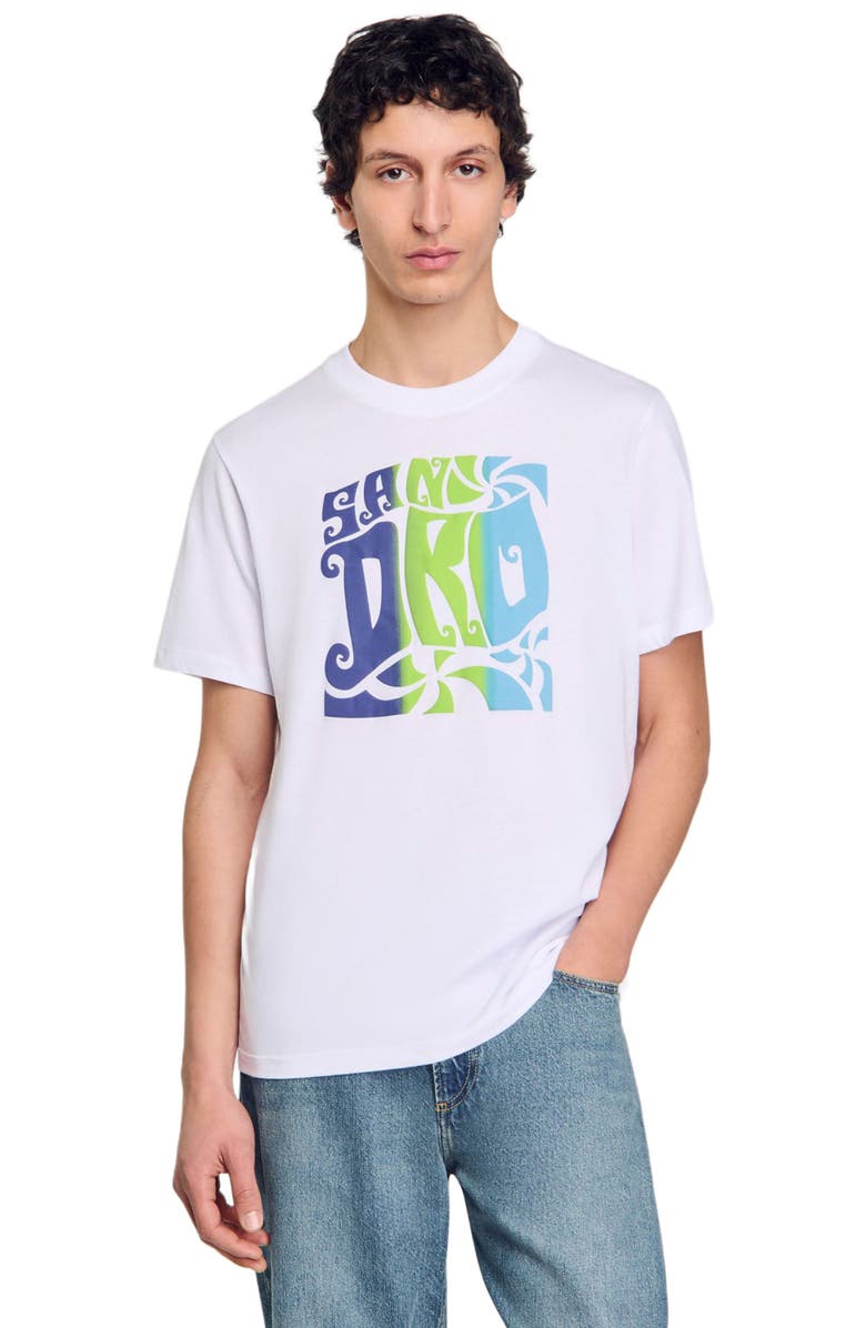 SANDRO Wave print cotton T-shirt, Alternate, color, 
