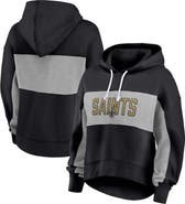 FANATICS Women's Fanatics Branded Black New Orleans Saints Filled Stat Sheet Lighweight Modest Crop Hoodie