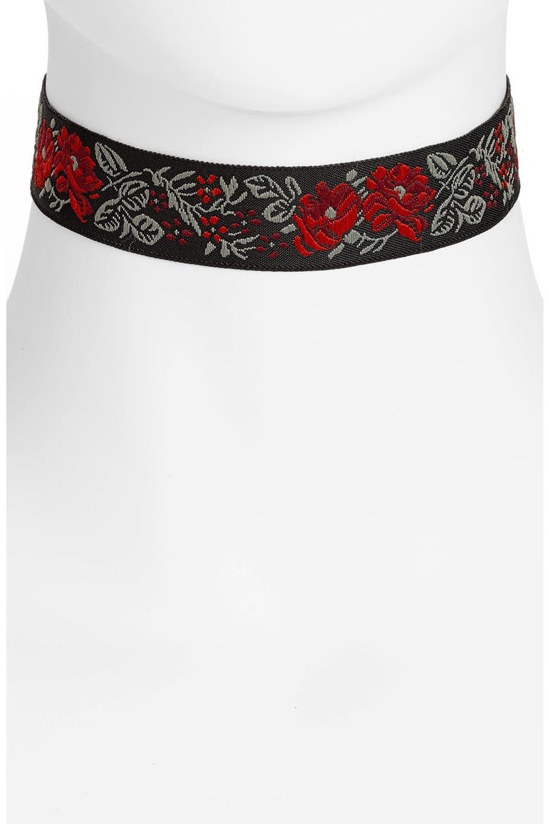 Rose Ribbon Choker, Main, color, BLACK
