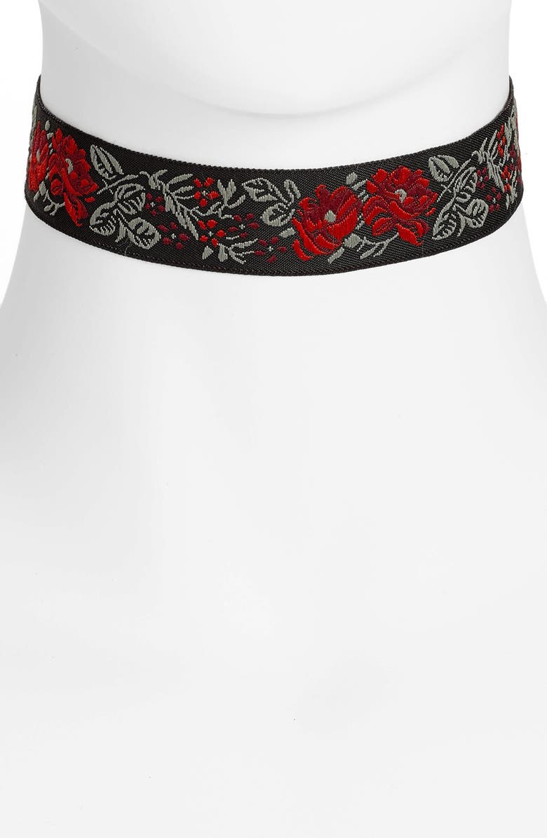 Vanessa Mooney Rose Ribbon Choker, Main, color, 