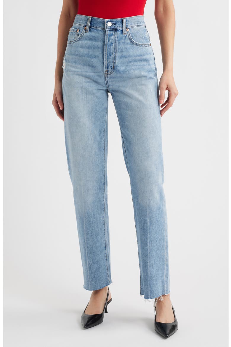 Cassie Raw Hem Super High Waist Straight Leg Jeans, Main, color, SAVVY VINTAGE