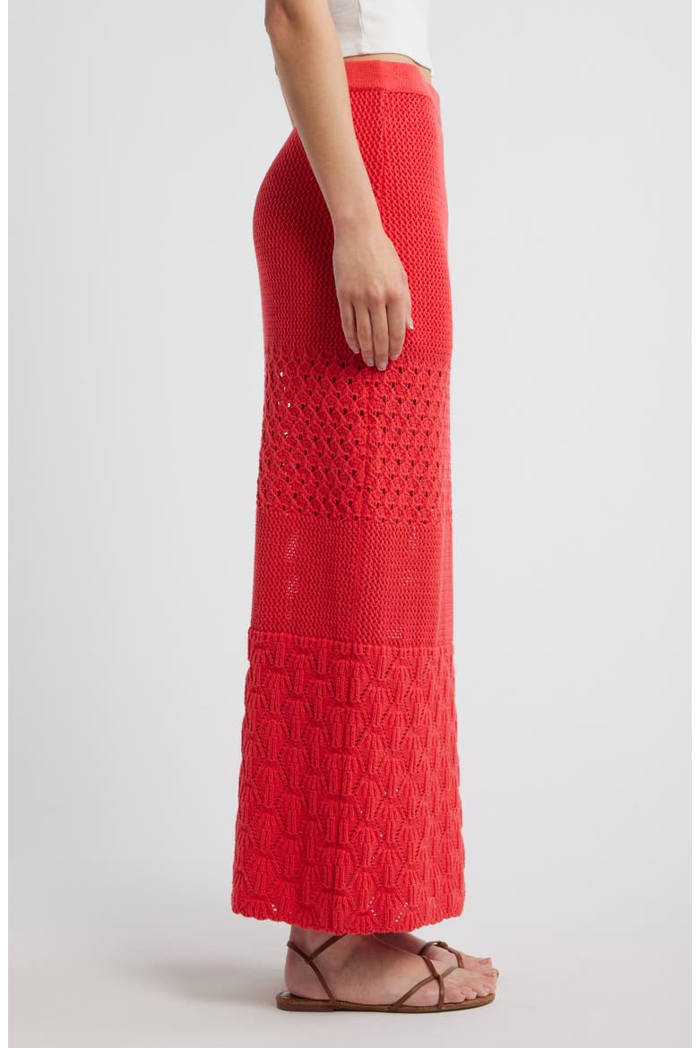 Amada Midi Cotton Sweater Knit Skirt, Alternate, color, RED