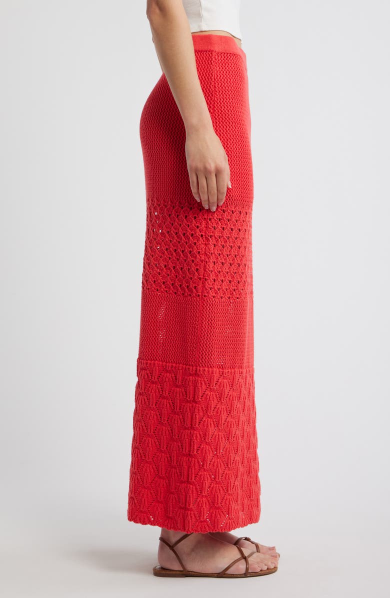 Marine Layer Amada Midi Cotton Sweater Knit Skirt, Alternate, color, Red