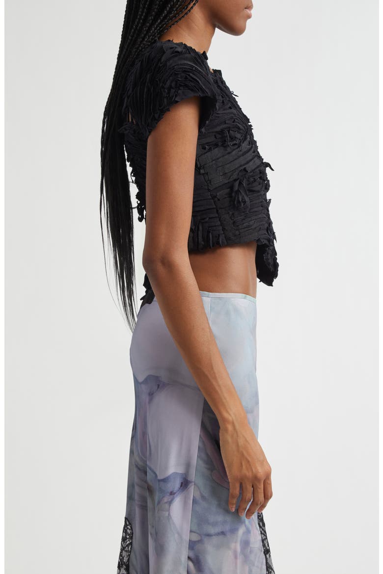 Chirp Asymmetric Crop Top, Alternate, color, BLACK