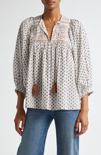 Mille Charlie Print Tie Neck Blouse