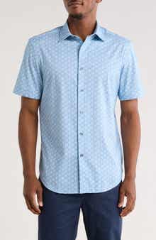 Bugatchi Geometric Short Sleeve Woven Button-Up Shirt