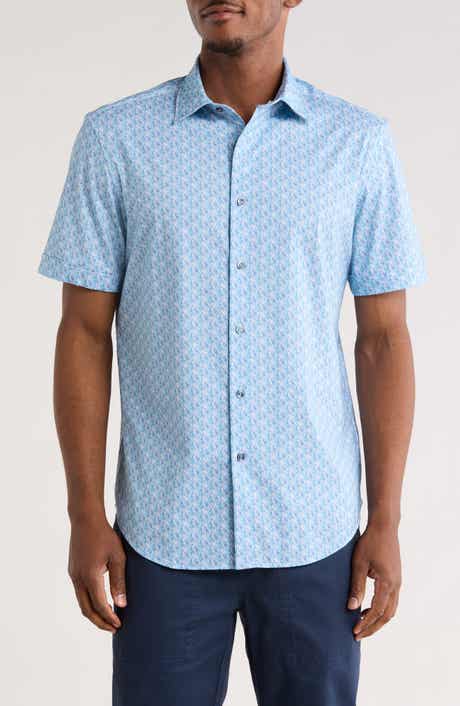 Bugatchi Geometric Short Sleeve Woven Button-Up Shirt