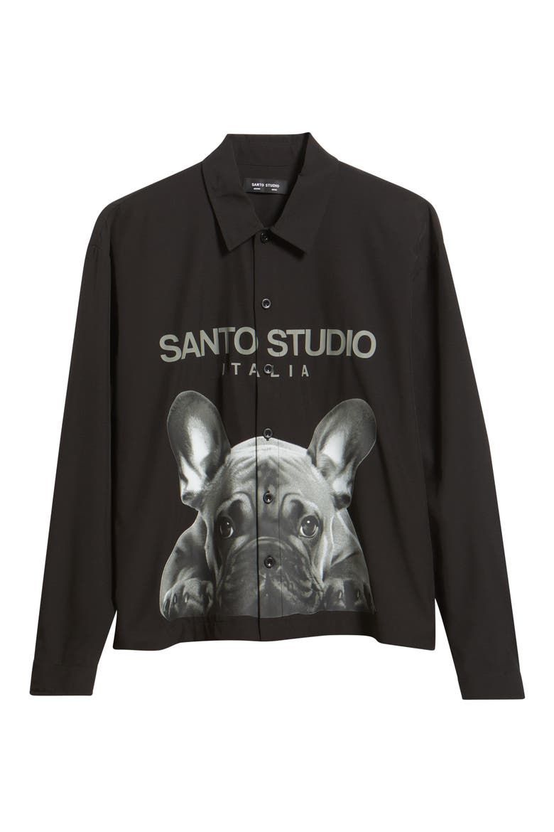 My Dawg Button-Up Long Sleeve Shirt, Alternate, color, BLACK