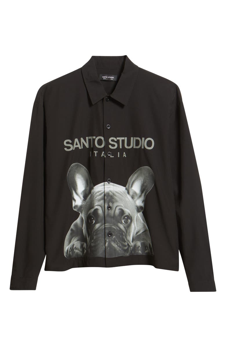 SANTO STUDIO My Dawg Button-Up Long Sleeve Shirt, Alternate, color, Black