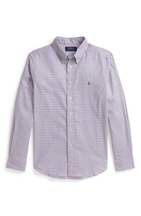 Kids' Performance Plaid Long Sleeve Button-Down Shirt
