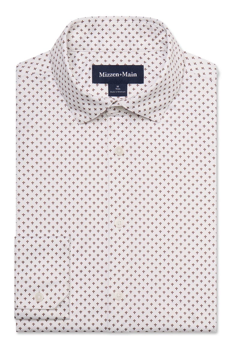 Halyard Trim Fit Print Performance Button-Up Shirt, Alternate, color, ESPRESSO PETAL HATCH
