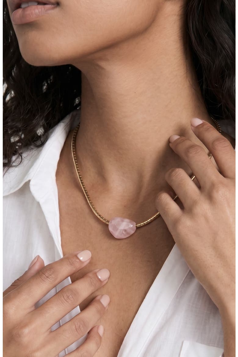 Turquoise Pendant Bead Necklace, Alternate, color, ROSE QUARTZ