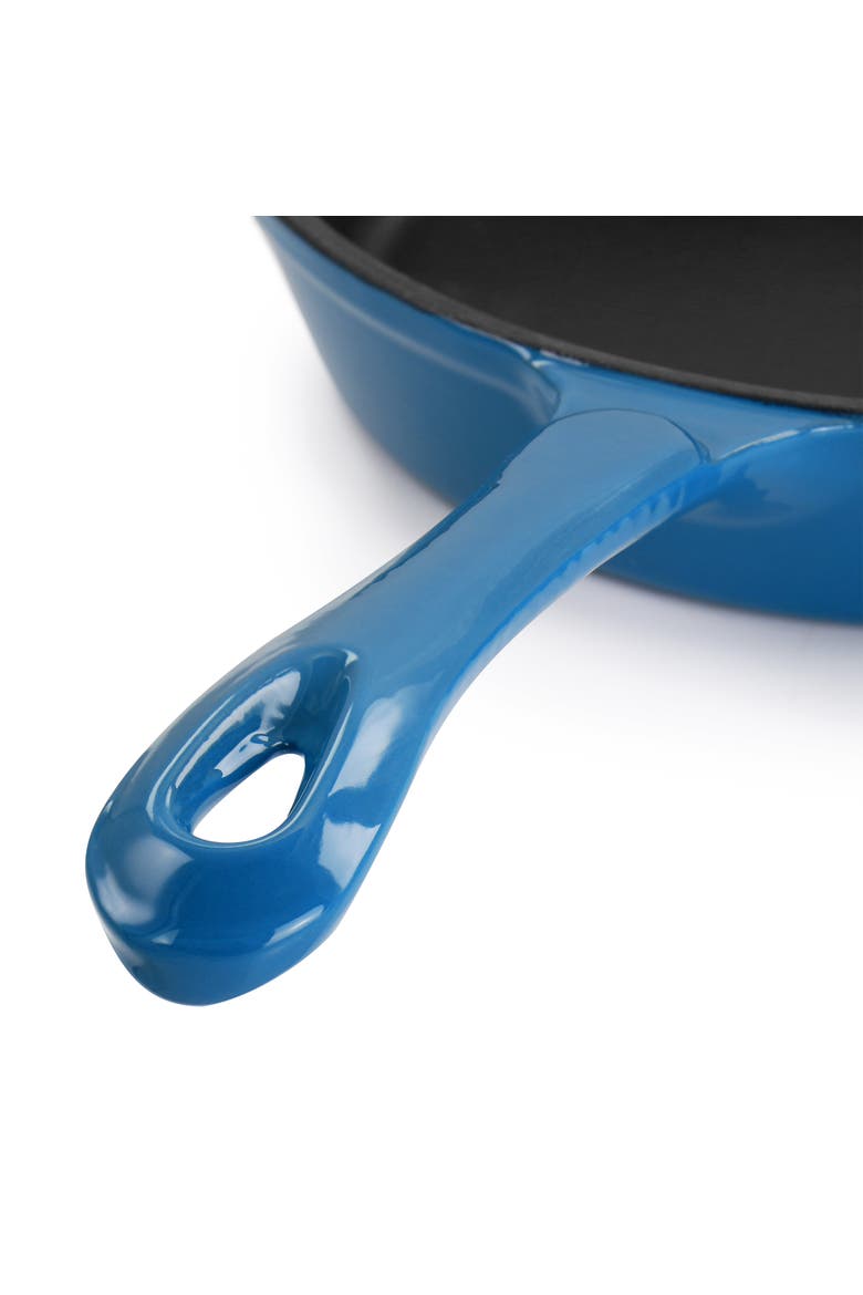Enameled Round 8 Inch PreSeasoned Cast Iron Frying Pan, Alternate, color, Turquoise