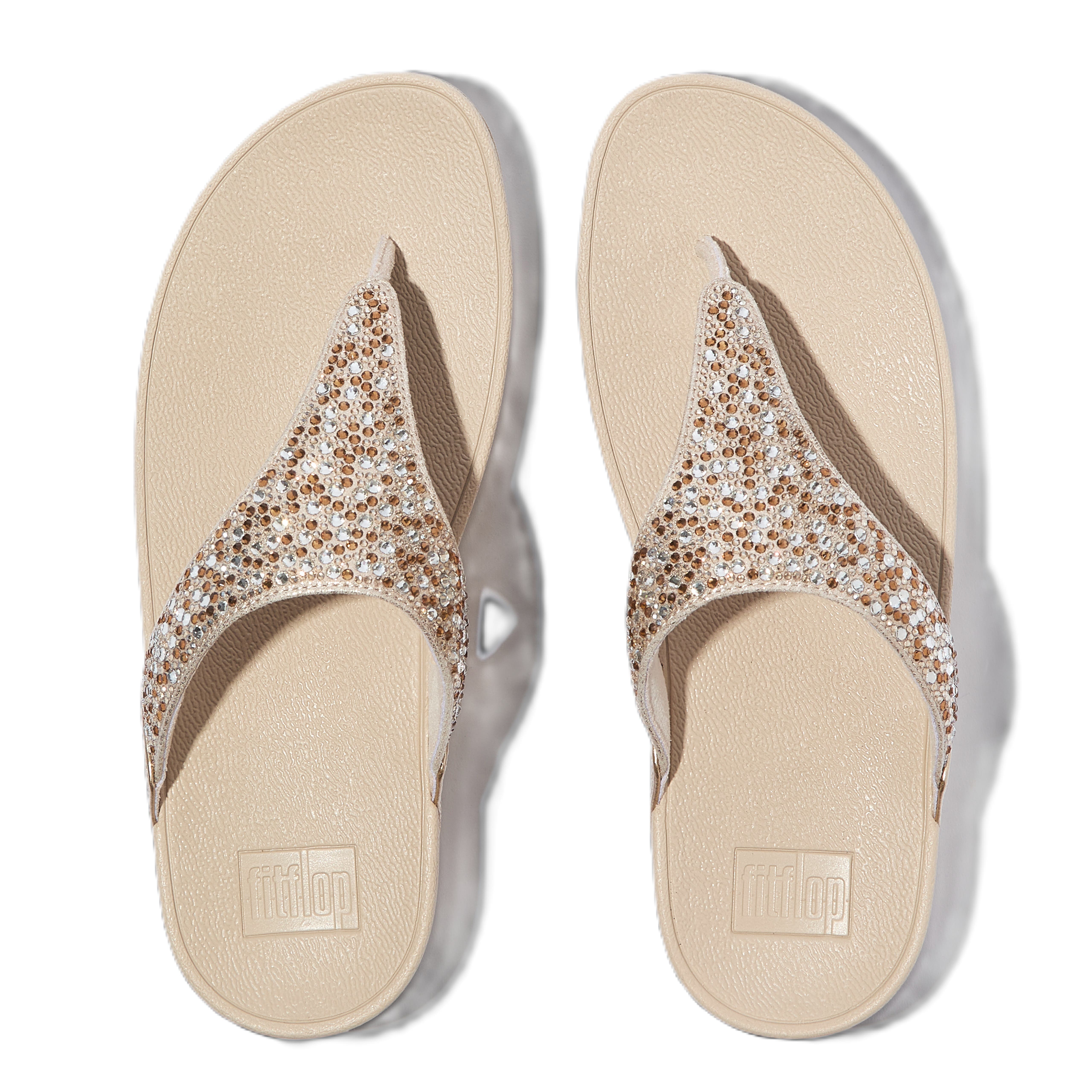 FitFlop Lulu Crystal Mix Metallic Sandals, Alternate, color, Platino