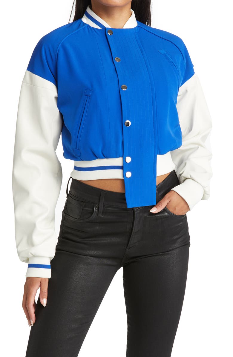 AZALEA WANG Colorblock Crop Bomber Jacket, Alternate, color, 