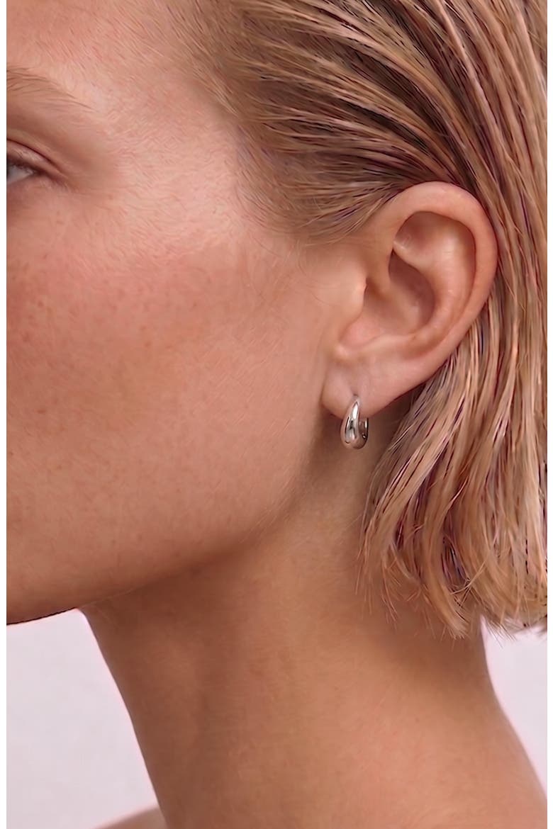 Mini Pebble Hoop Earrings in Silver, Alternate, color, Silver