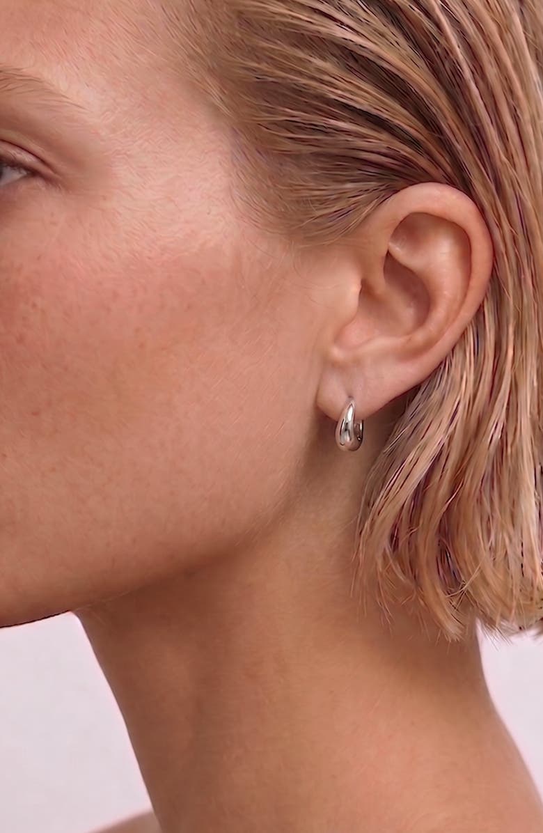 YOJ Mini Pebble Hoop Earrings in Silver, Alternate, color, Silver