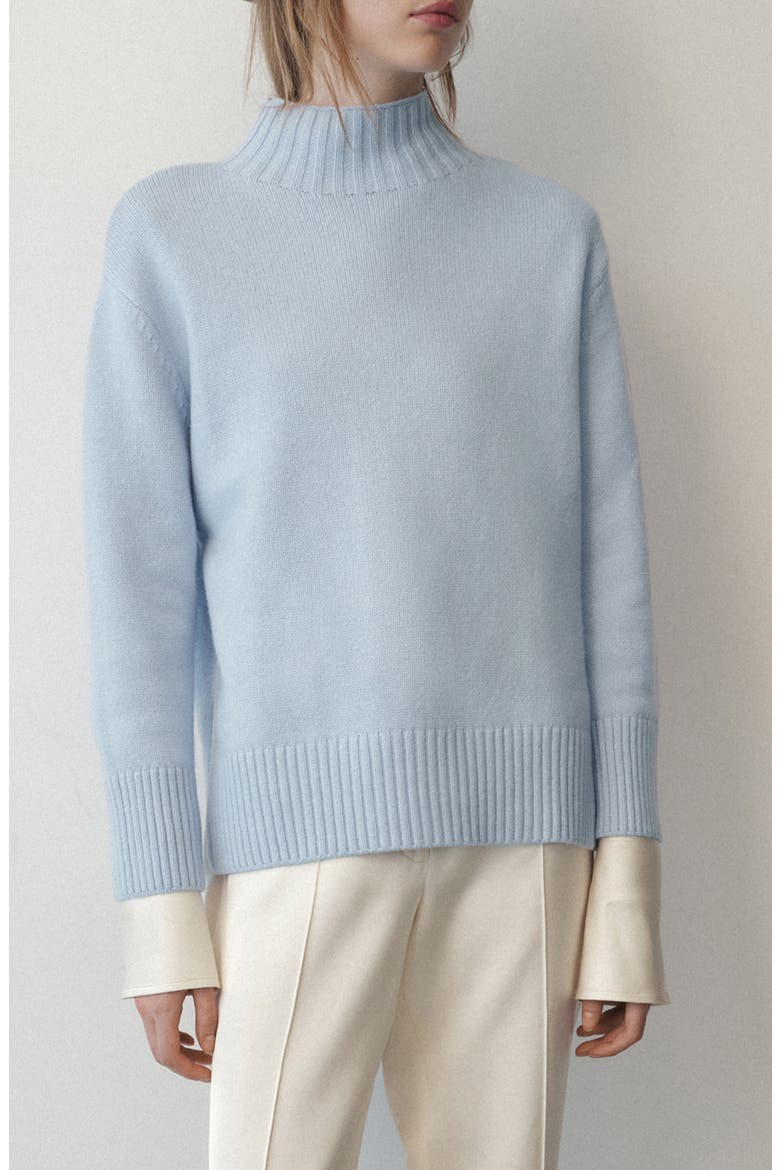 Mock Neck Sweater, Main, color, SKY BLUE