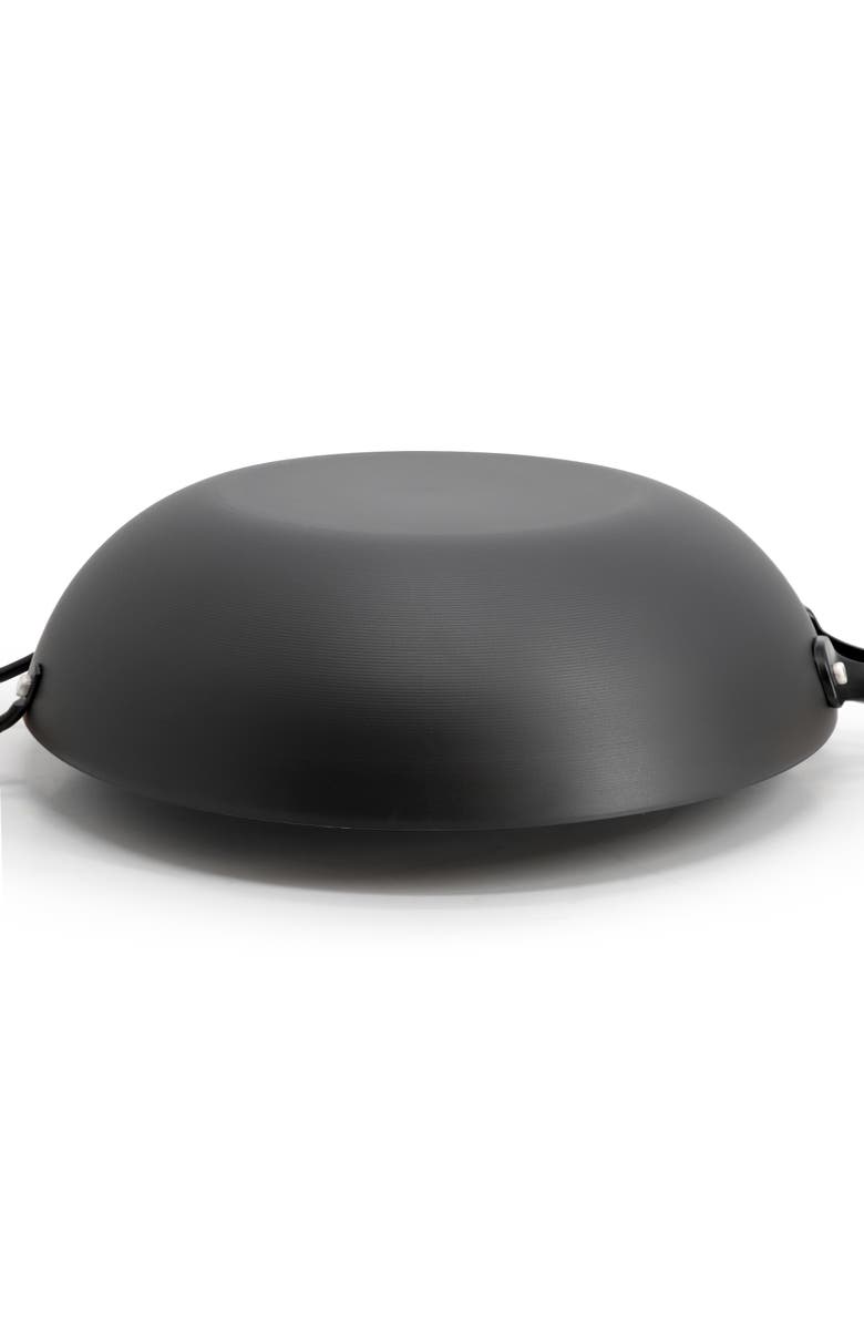 OSTER Northcliffe 13.5 Inch Round Carbon Steel Flat Base Wok with Wooden Handles, Alternate, color, Black