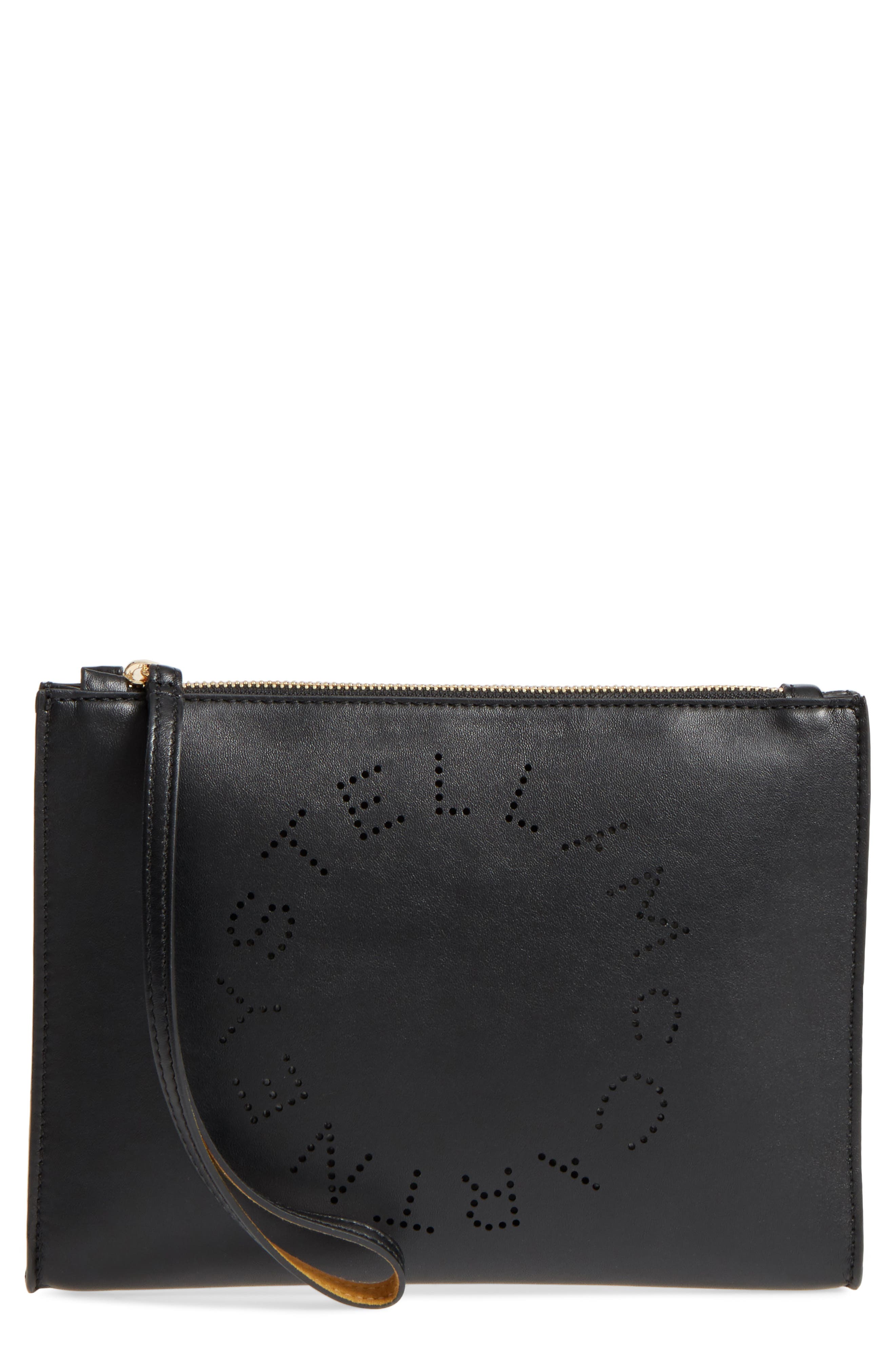 Stella McCartney Alter Faux Nappa Leather Wristlet Clutch, Main, color, 