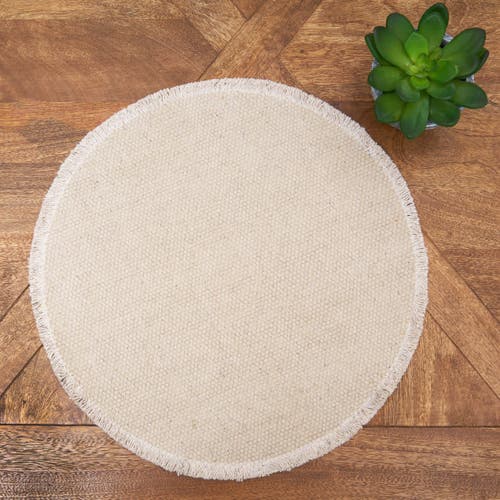 C & F Home C&f Home Fringed Sand Round Placemats Set Of 6, 15" In Nude