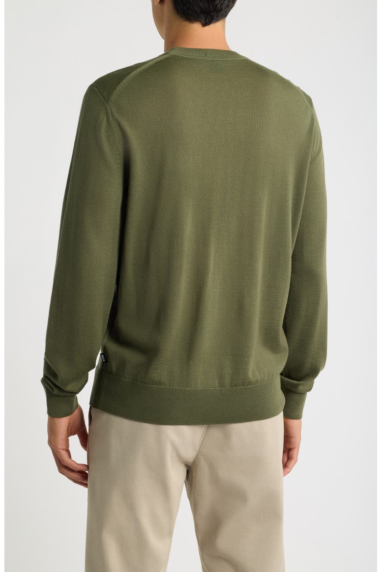 H-Leno Virgin Wool Crewneck Sweater, Alternate, color, OPEN GREEN