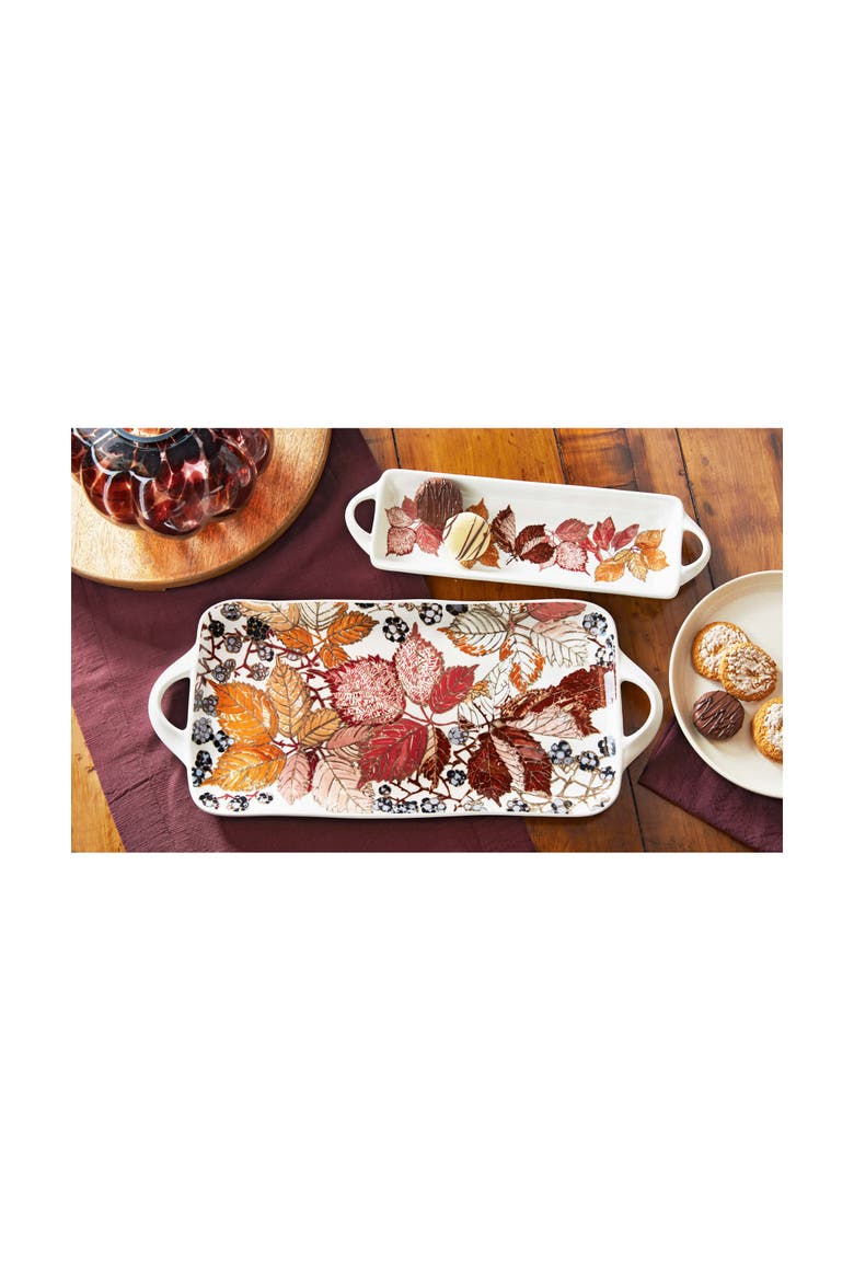 Bramble Multicolor Ceramic Dessert Platter Dishwasher Safe, Alternate, color, White