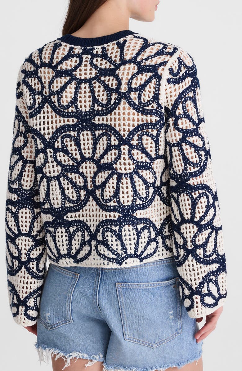 Madewell Rhoda Floral Embroidered Open Stitch Sweater, Alternate, color, Navy Floral Embroidery