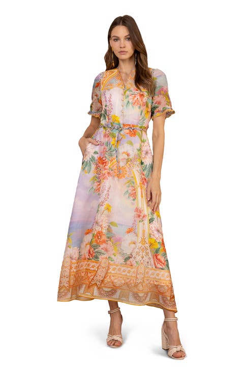 Cyrilla Linen Organza Maxi Dress