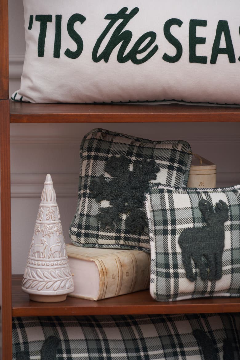 Snowflake Throw Pillow, 8" x 8", Alternate, color, Green