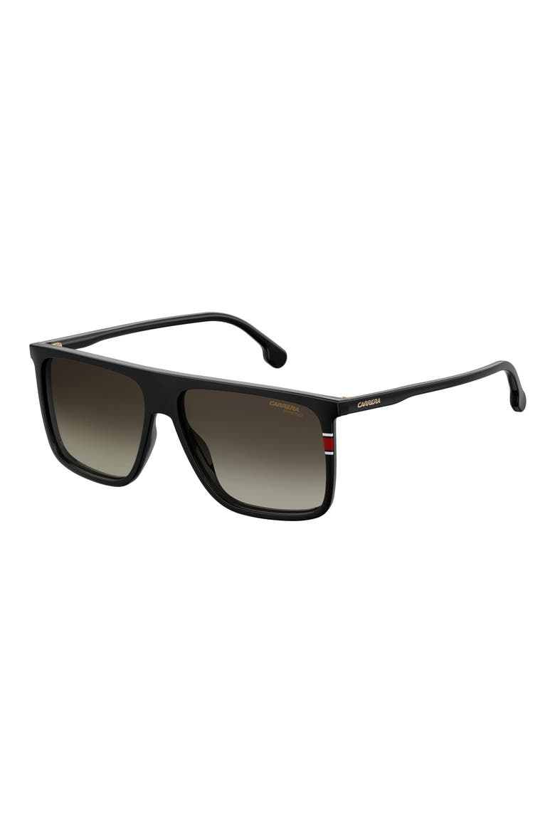 58mm Flat Top Sunglasses, Alternate, color, BLACK