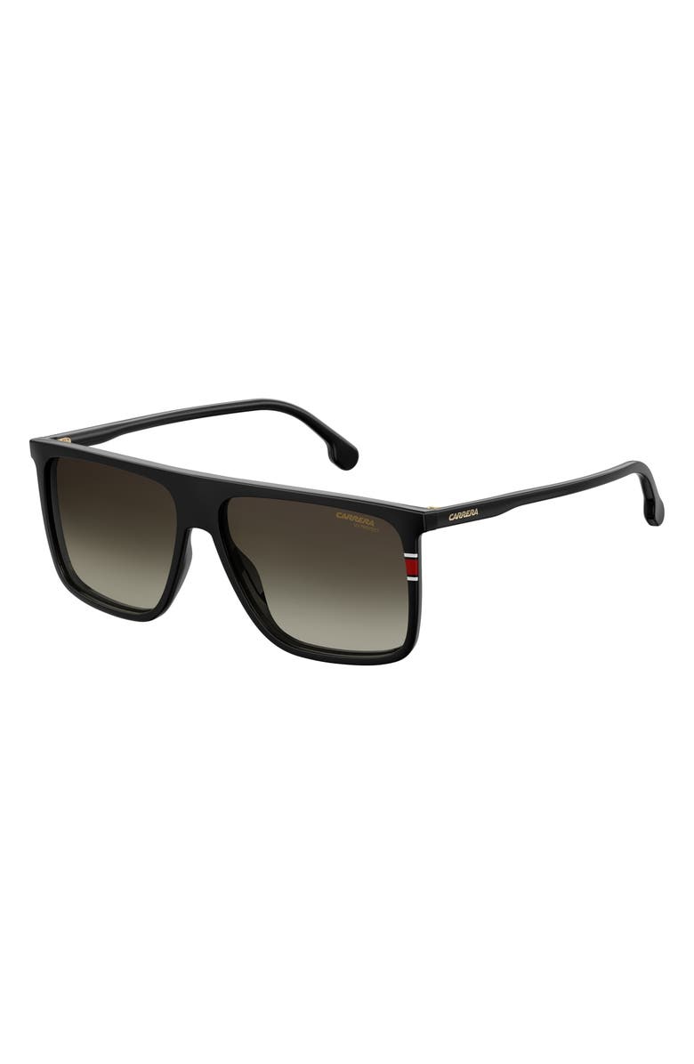 Carrera Eyewear 58mm Polarized Flat Top Sunglasses, Alternate, color, Black