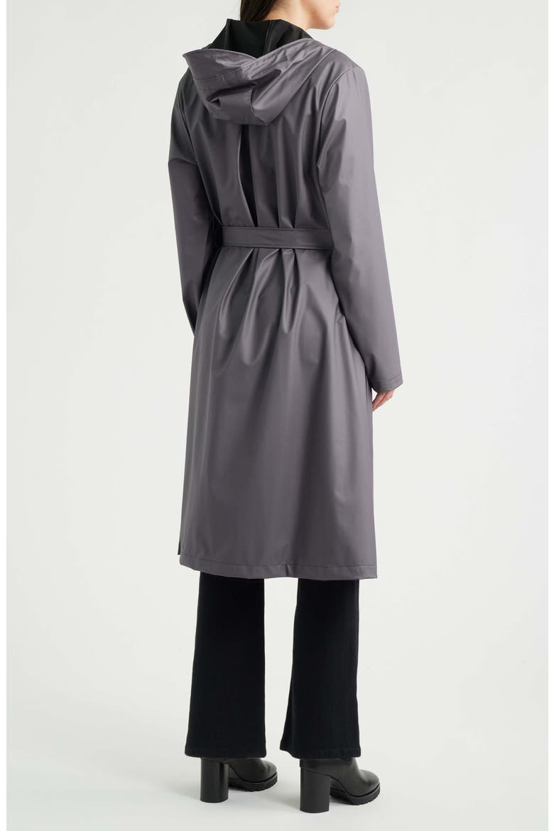 Waterproof A-Line Long Raincoat, Alternate, color, VIOLET STEEL