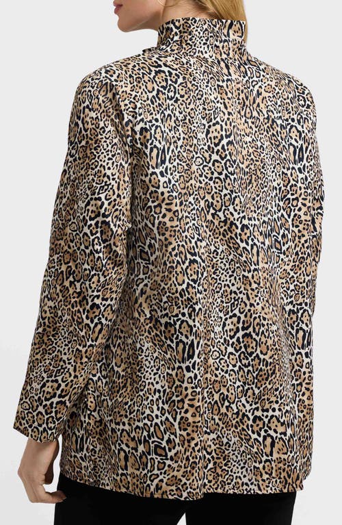 Foxcroft Carolina Leopard Print Cotton Sateen Button-up Shirt In Black