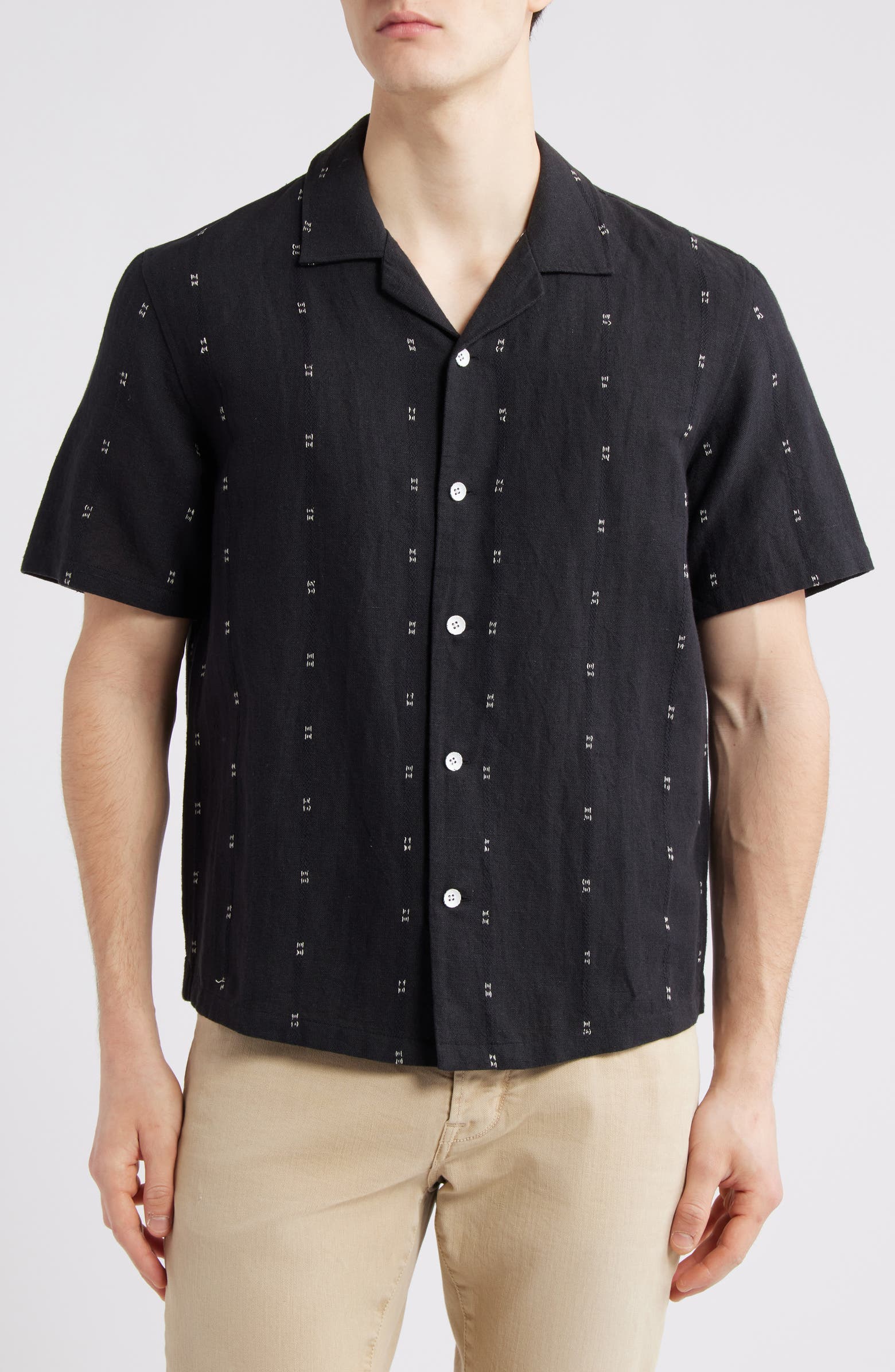 rag & bone Avery Embroidered Cotton & Linen Linen Camp Shirt ...