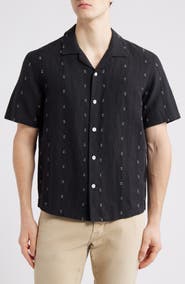 rag & bone Avery Embroidered Cotton & Linen Linen Camp Shirt