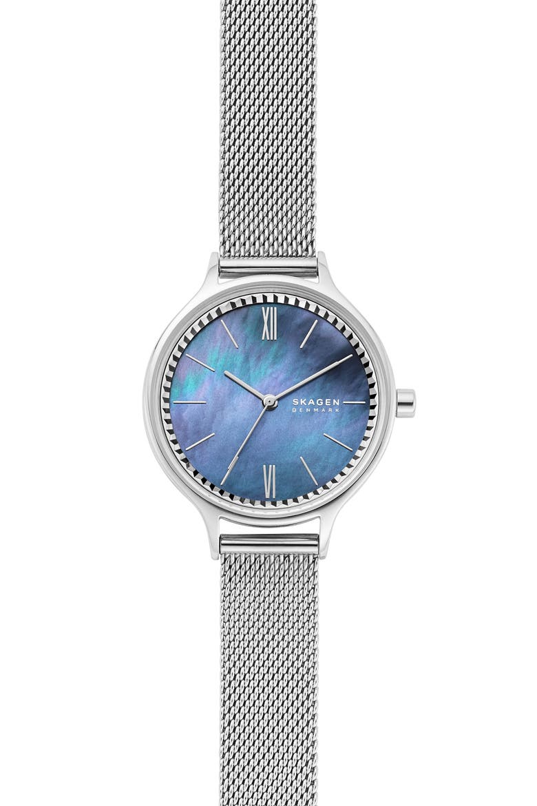 Anita Mesh Strap Watch, 30mm, Main, color, SILVER