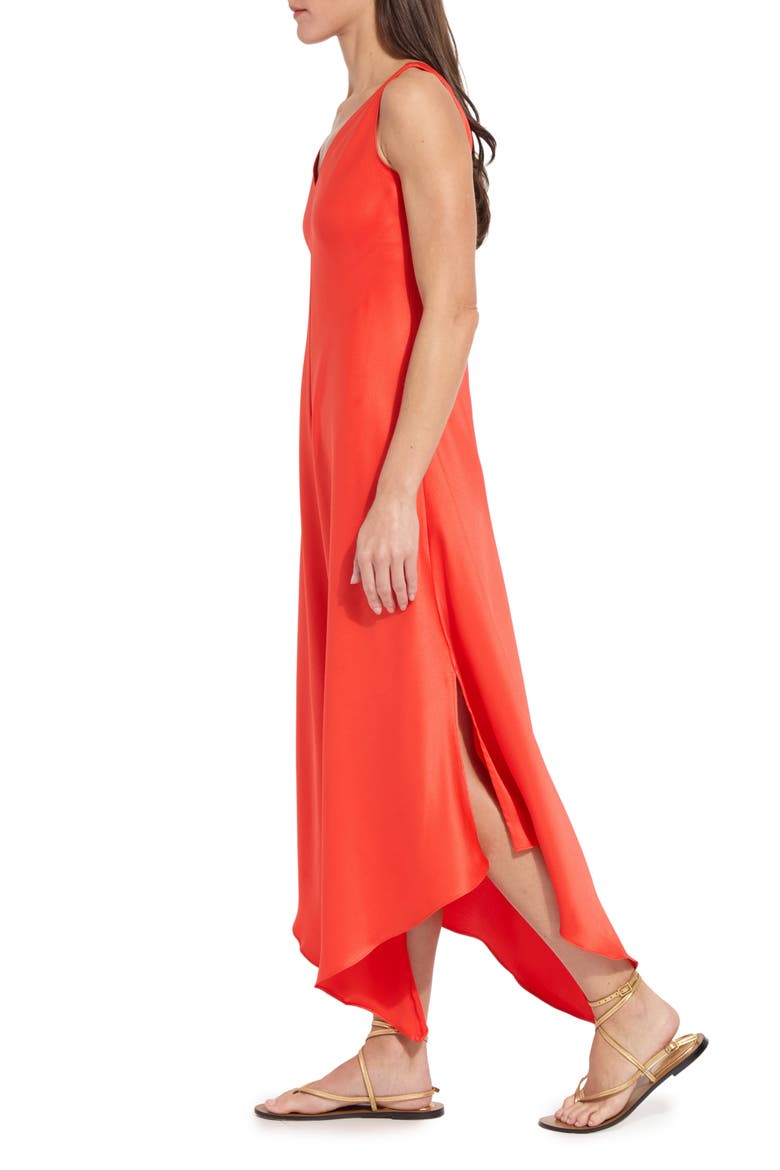 Sakura Satin Handkerchief Maxi Dress, Alternate, color, RED KISS