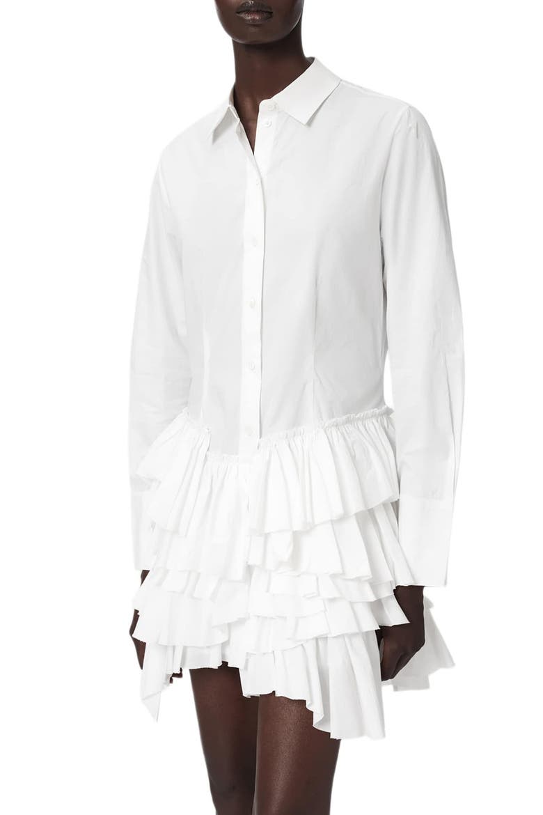 Kristi Cotton Ruffle Shirtdress, Alternate, color, OPTIC WHITE